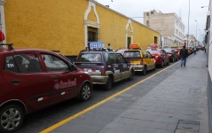 a traffic jam of taxis